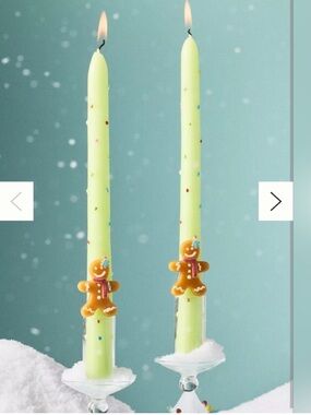 NIB Anthropologie Gingerbread Boy and Girl Christmas 3D Taper Candles